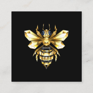Imitate Gold Foil Logo Bee Polygonal auf Schwarz Quadratische Visitenkarte