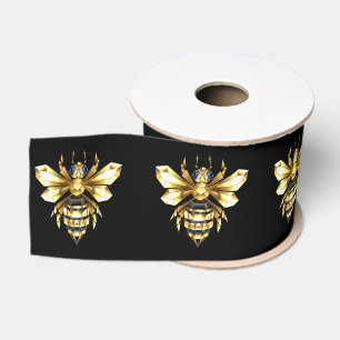 Imitate Gold Foil Logo Bee Polygonal auf Schwarz Ripsband