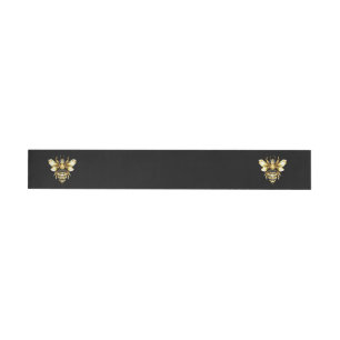 Imitate Gold Foil Logo Bee Polygonal auf Schwarz Rundum-Adressaufkleber