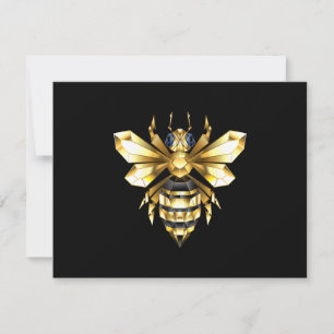 Imitate Gold Foil Logo Bee Polygonal auf Schwarz Save The Date