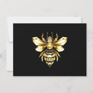Imitate Gold Foil Logo Bee Polygonal auf Schwarz Save The Date