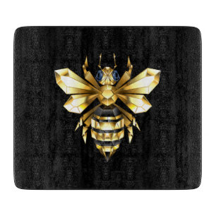 Imitate Gold Foil Logo Bee Polygonal auf Schwarz Schneidebrett