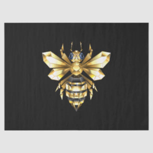 Imitate Gold Foil Logo Bee Polygonal auf Schwarz Seidenpapier