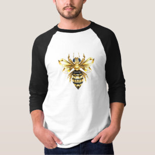 Imitate Gold Foil Logo Bee Polygonal auf Schwarz T-Shirt