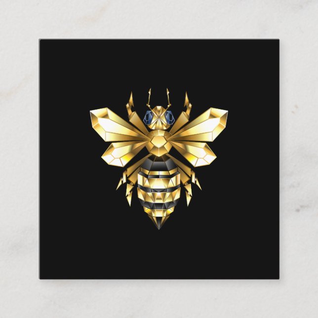 Imitate Gold Foil Logo Bee Polygonal auf Schwarz Telefonnummerkarte (Vorderseite)
