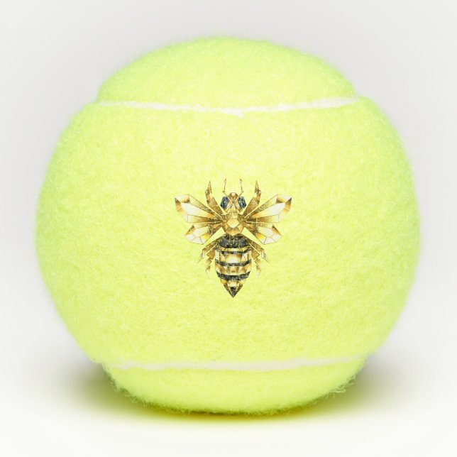 Imitate Gold Foil Logo Bee Polygonal auf Schwarz Tennisbälle (Vorderseite)