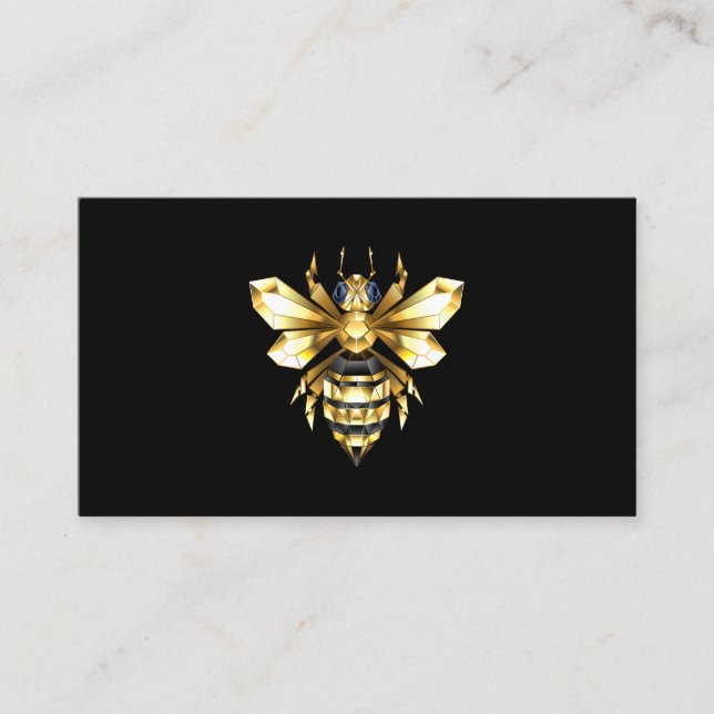 Imitate Gold Foil Logo Bee Polygonal auf Schwarz Terminkarte (Vorderseite)