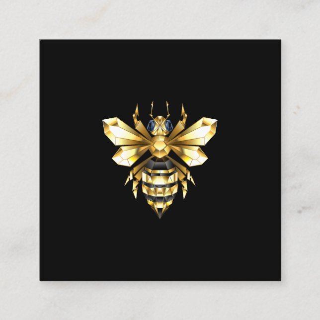 Imitate Gold Foil Logo Bee Polygonal auf Schwarz Terminkarte (Vorderseite)