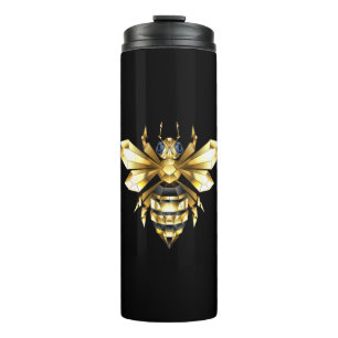 Imitate Gold Foil Logo Bee Polygonal auf Schwarz Thermosbecher