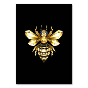 Imitate Gold Foil Logo Bee Polygonal auf Schwarz Tischnummer