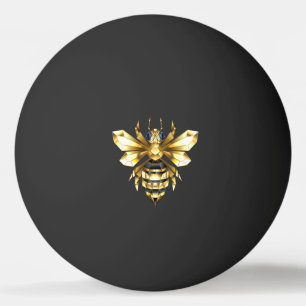 Imitate Gold Foil Logo Bee Polygonal auf Schwarz Tischtennisball