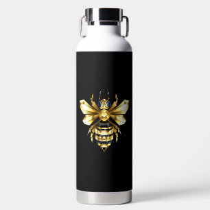 Imitate Gold Foil Logo Bee Polygonal auf Schwarz Trinkflasche