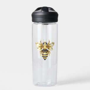Imitate Gold Foil Logo Bee Polygonal auf Schwarz Trinkflasche