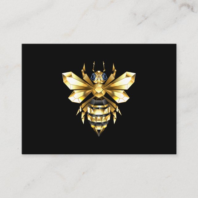 Imitate Gold Foil Logo Bee Polygonal auf Schwarz Visitenkarte (Vorderseite)