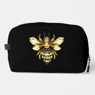 Imitate Gold Foil Logo Bee Polygonal auf Schwarz Waschbeutel