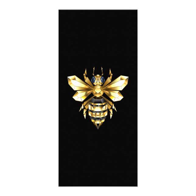Imitate Gold Foil Logo Bee Polygonal auf Schwarz Werbekarte (Vorne)