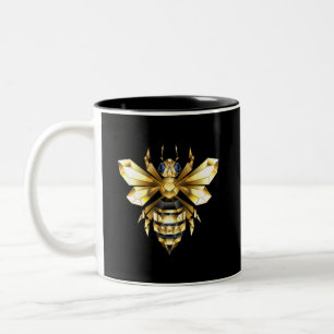 Imitate Gold Foil Logo Bee Polygonal auf Schwarz Zweifarbige Tasse