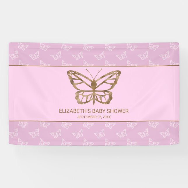 Imitate Gold Foil Look Butterfly - Lila Babydusche Banner (Horizontal)