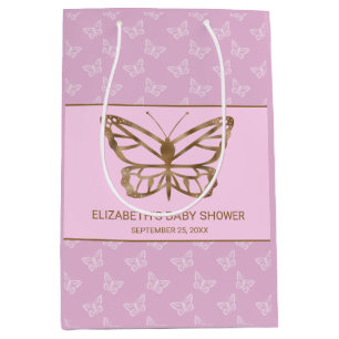 Imitate Gold Foil Look Butterfly - Lila Babydusche Mittlere Geschenktüte