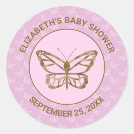 Imitate Gold Foil Look Butterfly - Lila Babydusche Runder Aufkleber
