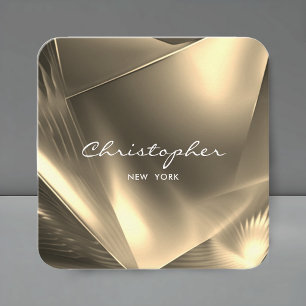 Imitate Gold Foil Minimal QR Code & Social Media Quadratische Visitenkarte