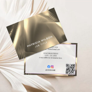 Imitate Gold Foil Minimal QR Code & Social Media Visitenkarte