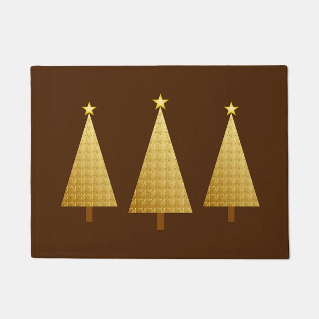 Imitate Gold Foil Moderner Weihnachtsbaum Fußmatte (Vorderseite)