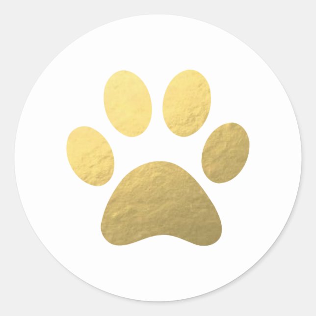 Imitate Gold Foil Paw Print Classic Round Sticker (Vorderseite)