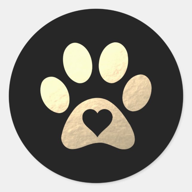 Imitate Gold Foil Paw Print Heft Round Aufkleber (Vorderseite)