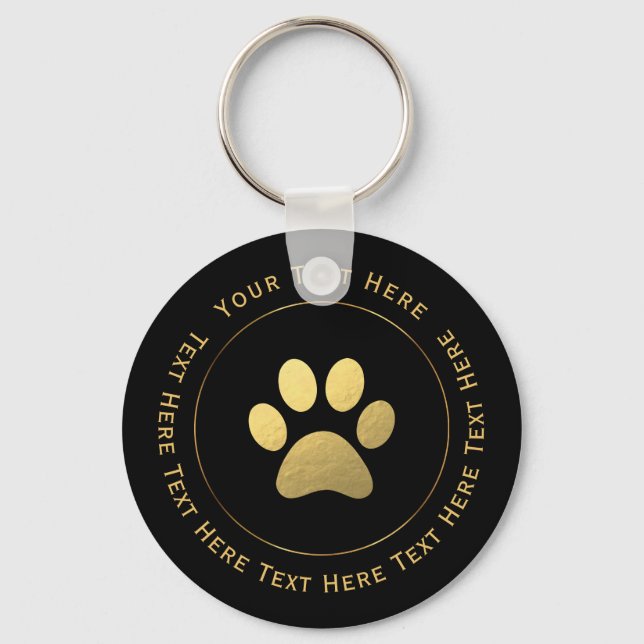 Imitate Gold Foil Paw Print Schlüsselanhänger (Vorderseite)