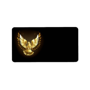 Imitate Gold Foil Peace Dove auf Black Adressaufkleber
