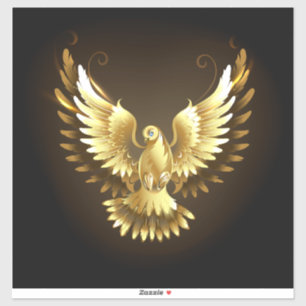 Imitate Gold Foil Peace Dove auf Black Aufkleber