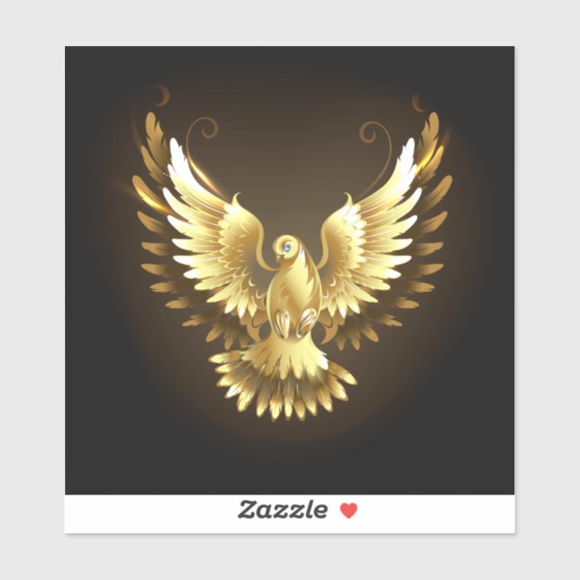 Imitate Gold Foil Peace Dove auf Black Aufkleber (Blatt)