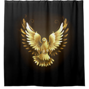 Imitate Gold Foil Peace Dove auf Black Duschvorhang