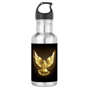 Imitate Gold Foil Peace Dove auf Black Edelstahlflasche