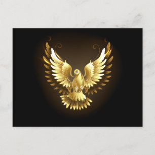 Imitate Gold Foil Peace Dove auf Black Einladungspostkarte