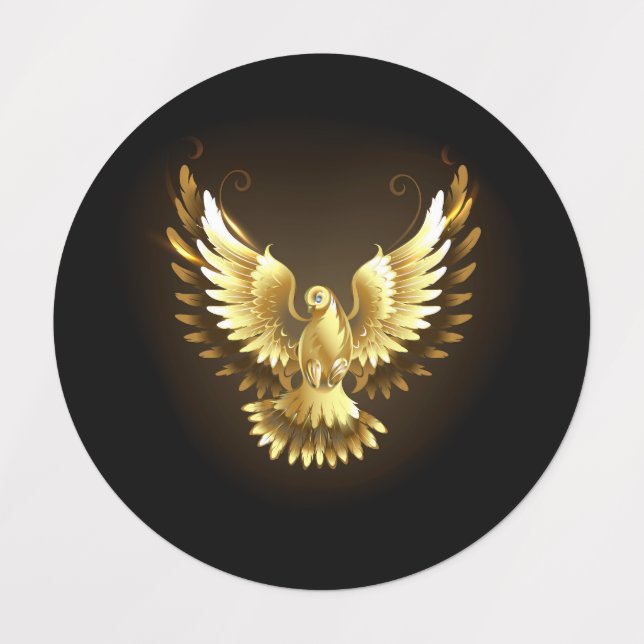 Imitate Gold Foil Peace Dove auf Black Etiketten (Design 1)