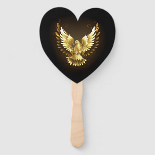 Imitate Gold Foil Peace Dove auf Black Fächer