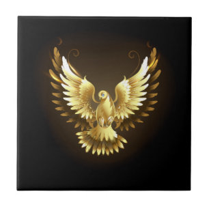 Imitate Gold Foil Peace Dove auf Black Fliese