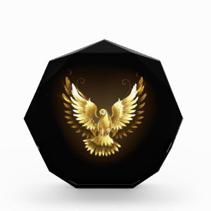 Imitate Gold Foil Peace Dove auf Black Fotoblock