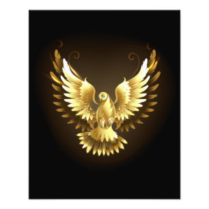 Imitate Gold Foil Peace Dove auf Black Fotodruck