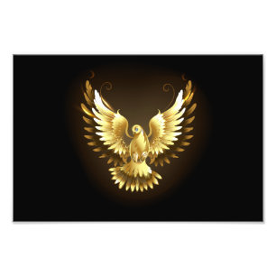 Imitate Gold Foil Peace Dove auf Black Fotodruck