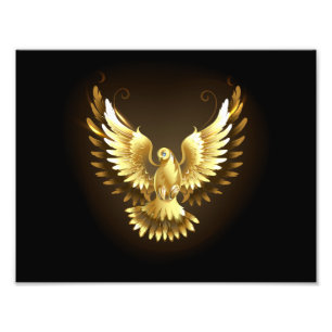 Imitate Gold Foil Peace Dove auf Black Fotodruck