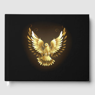 Imitate Gold Foil Peace Dove auf Black Gästebuch