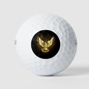Imitate Gold Foil Peace Dove auf Black Golfball