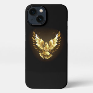 Imitate Gold Foil Peace Dove auf Black iPhone Hülle