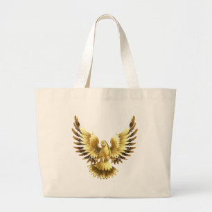 Imitate Gold Foil Peace Dove auf Black Jumbo Stoffbeutel