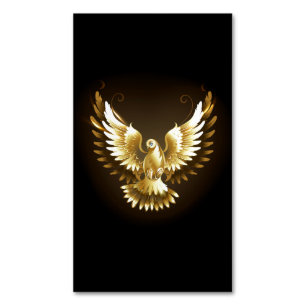 Imitate Gold Foil Peace Dove auf Black Magnetische Visitenkarte
