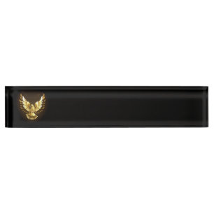 Imitate Gold Foil Peace Dove auf Black Namensplakette