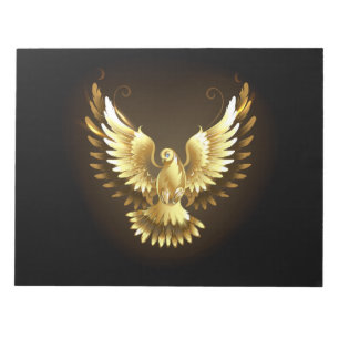 Imitate Gold Foil Peace Dove auf Black Notizblock